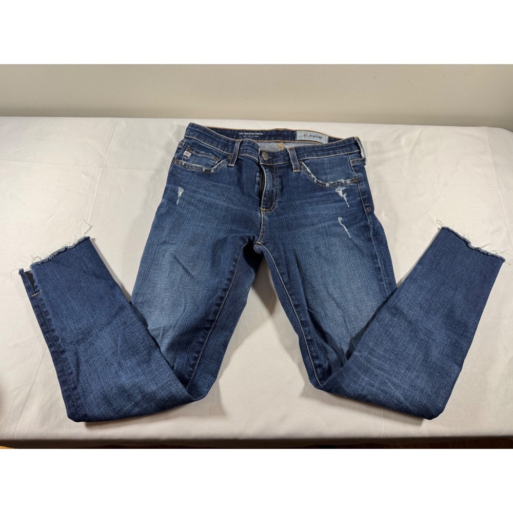 AG Adriano Goldschmied The Legging Ankle Distressed Skinny Jeans 28R Medium Wash